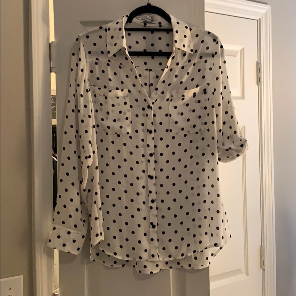 Express Polka Dot Button Down Top